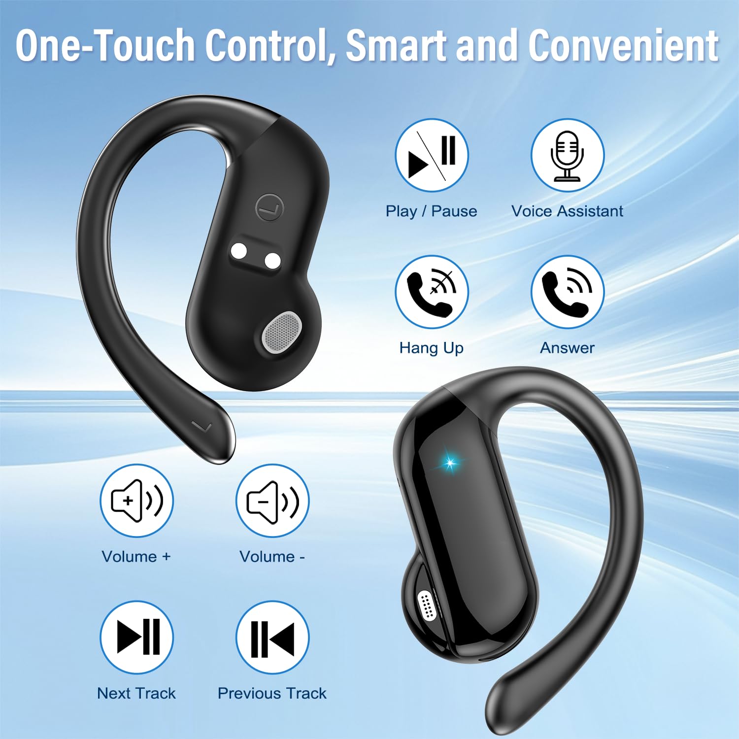 Sports Earphone Hook - Earbud Open-Ear 2026 Bluetooth 5.4 Headphone