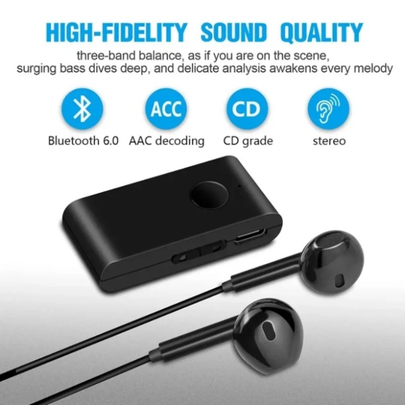 Bluetooth Adapter Receiver - Penerima Audio Bluetooth 5.0 dengan Earphone