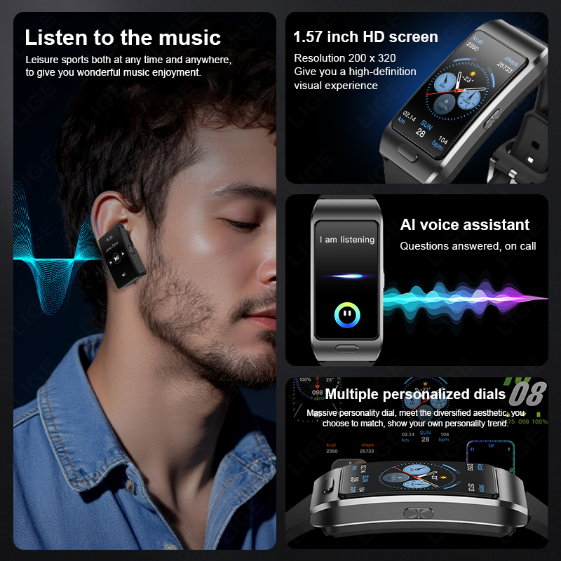 LIGE Jam Tangan Pintar Baru Ea - Wireless Earbuds Tws ulasan dan harga